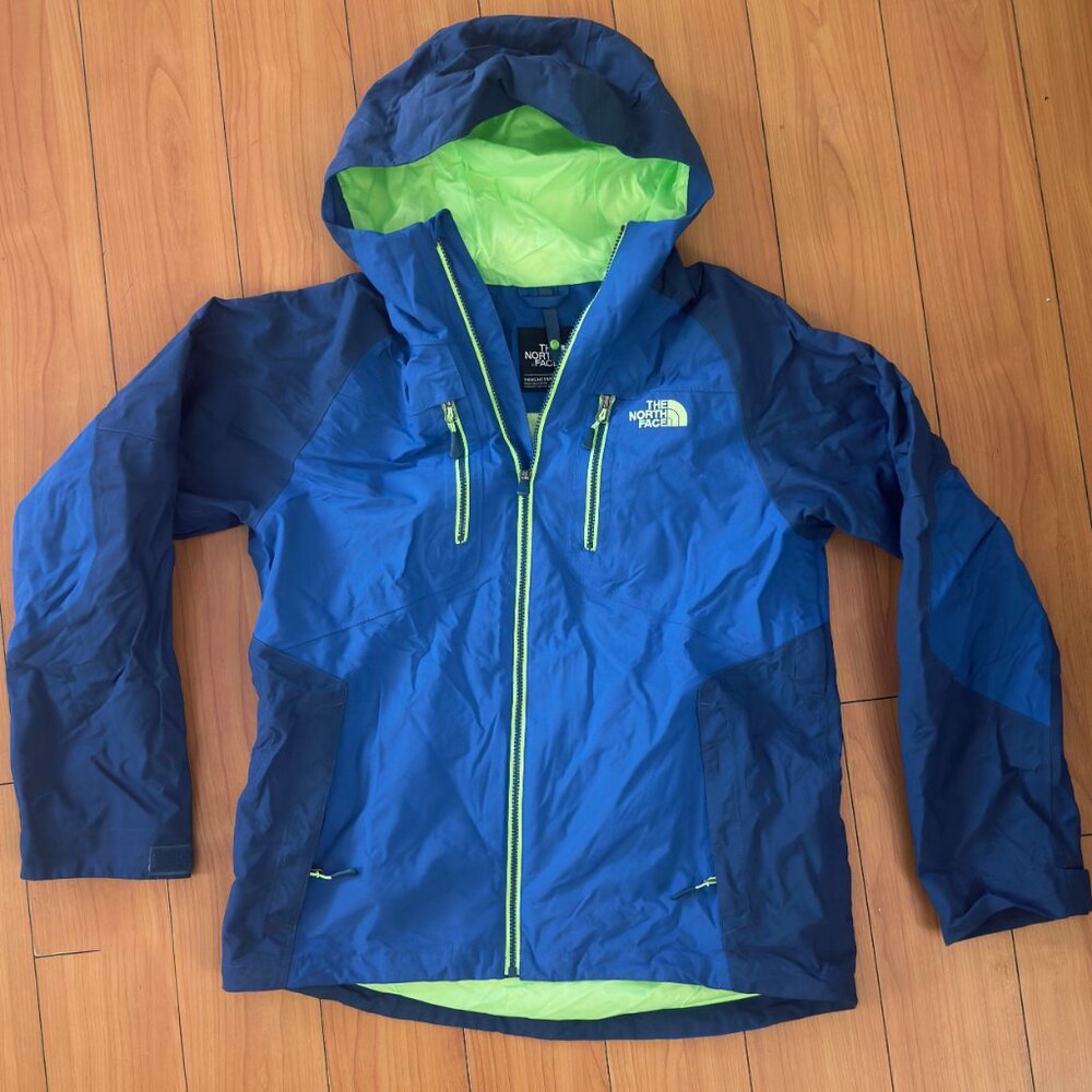 Men's The North Face HyVent Blue / Green Jacket Coat Ski Snowboard Hooded Shell